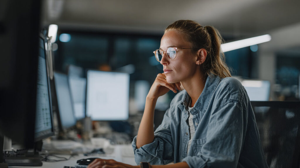vrouw controleert website voor optimalisatie
